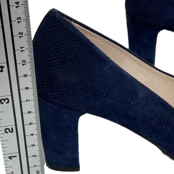 Aquatalia Blue Suede Studded Block Heel Pumps Size 6.5 Marvin K Beaded Platform - Picture 7 of 10